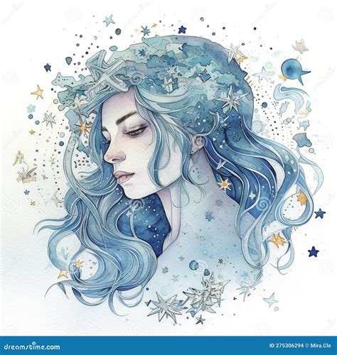 Aquarius Zodiac Sign Watercolor Paint, Created with Generative AI Stock ...