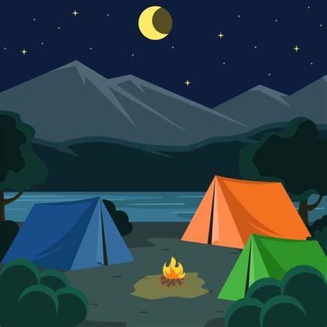 Night Camping Illustration Vector 209086 Vector Art at Vecteezy