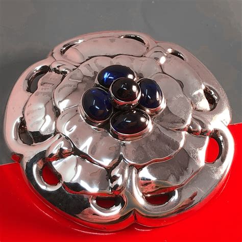 Georg Jensen Vintage Huge Brooch # 59 With Synthetic Sapphire, Design Georg Jensen ...