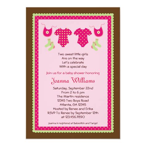 Twin Girls Baby Shower Invitation | Zazzle