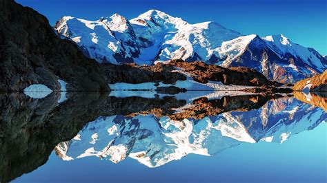 Frankreich, Alpen, Mont Blanc, weiße Berge, See, Spiegelungen, Spiegel ...