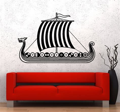 Vinyl Wall Decal Viking Ship Nautical Kids Room Stickers Mural (436Ig ...