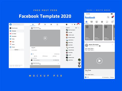 Free Mobile & Desktop Facebook Post Feed Template 2020 Mockup PSD Set - Good Mockups