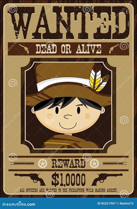 Cartoon WANTED Poster, Wild West Template, With Copy Space For Description | CartoonDealer.com ...