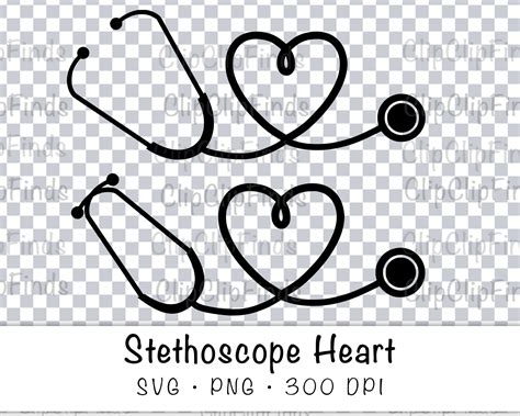 Stethoscope Heart SVG Vector Cut File and PNG Transparent | Etsy