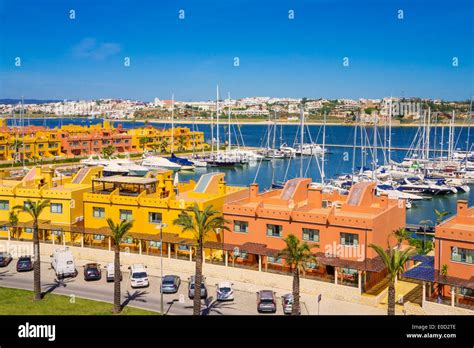 Portimao marina complex with boats and yachts Algarve Portugal EU ...