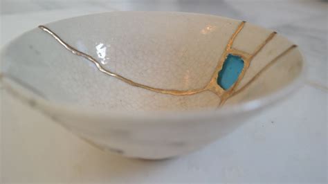 Kintsugi art, almond wood bowl with repaired crack, home decor ...