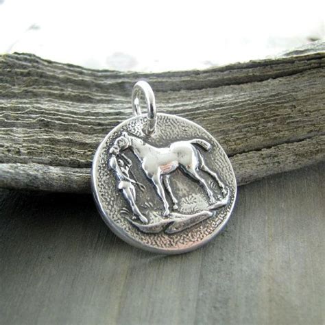 Silver Horse Pendant, Fine Silver Antique Button Reproduction, Draft Horse Pendant, Recycled ...