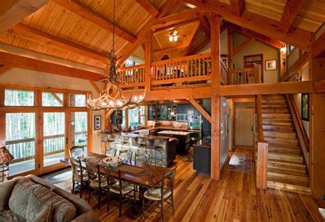 Open Concept Cabin with Wood Floors and High Ceilings