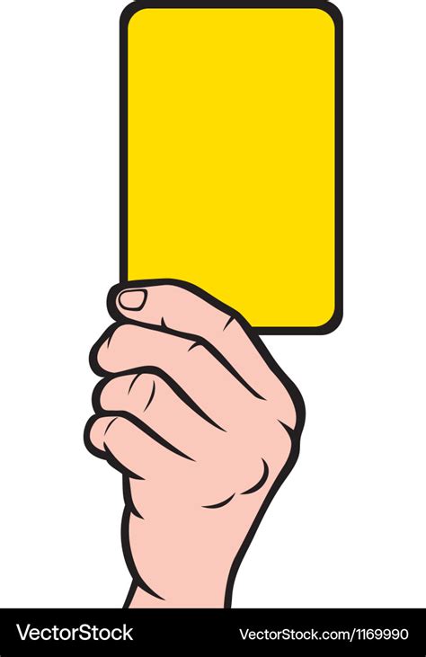 Soccer referees hand with yellow card Royalty Free Vector