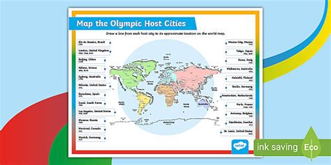 Olympic Host Cities Mapping Activity - Grades 4-6 - Twinkl