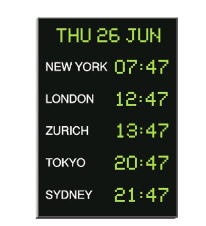 47x0Nx/x.05 Digital World Time Zone Wall Clocks | Inquire Now