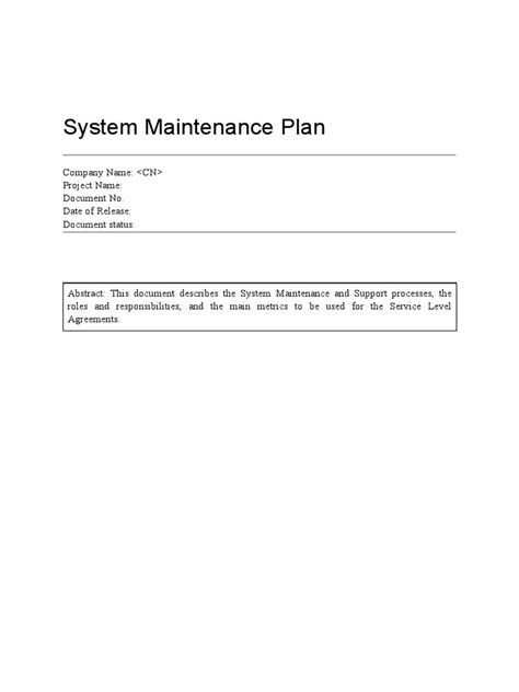 System Maintenance Plan | PDF | Computer Virus | Information Technology Management