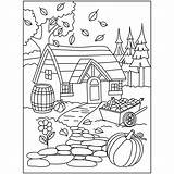 autumn Houses Sceen fall harvest Vegetable Fruits With The Background  sketch template