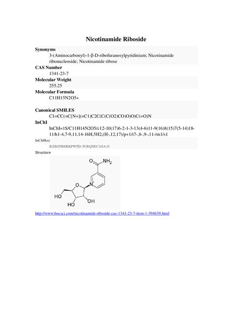 Nicotinamide Riboside - Docsity