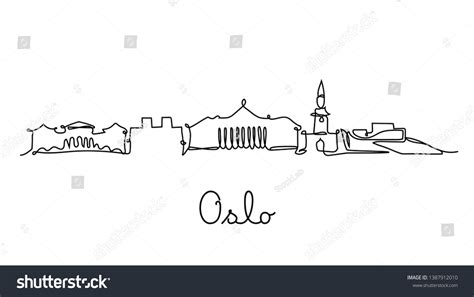 One Line Style Oslo City Skyline Stock Vector (Royalty Free) 1387912010 ...