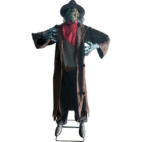 HAUNTED HILL FARM:Haunted Hill Farm 74 in. Animatronic Cowboy Zombie-HHZOMB-7FLSA - The Home Depot