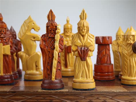 Vintage Chess Set Hand Carved Wooden Chess Set Big Chess - Etsy