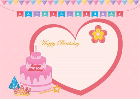 Birthday Card Template for Her Editable Birthday Cards, Free Happy Birthday Cards, Birthday ...