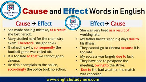 Cause and Effect Words in English - English Study Here