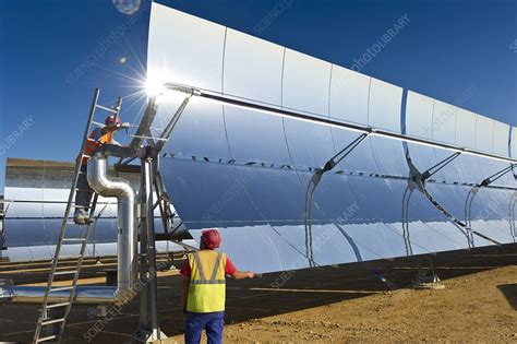 Parabolic trough solar power plant - Stock Image - C019/4035 - Science ...