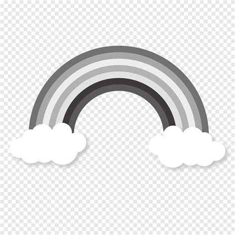 Rainbow between clouds black and white., angle, color png | PNGEgg