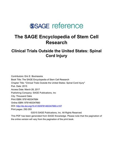 (PDF) Clinical Trials Outside the United States: Spinal Cord Injury