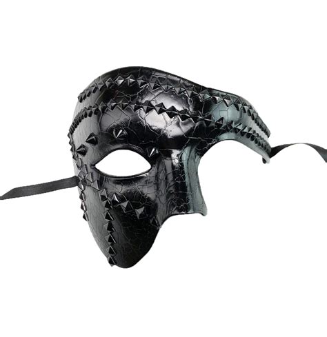 Men's Black Phantom Masquerade Mask With Studs - Etsy