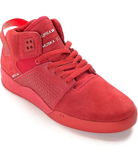 Supra Skytop III Red Suede Skate Shoes