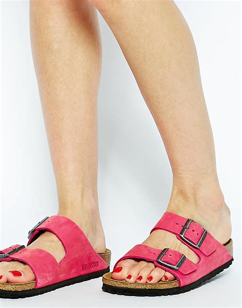 Lyst - Birkenstock Arizona Leather Pink Nubuck Flat Sandals in Pink