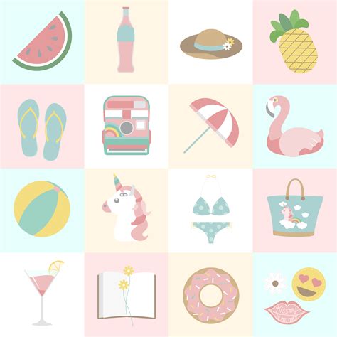 Illustration set of pastel style icons - Download Free Vectors, Clipart ...