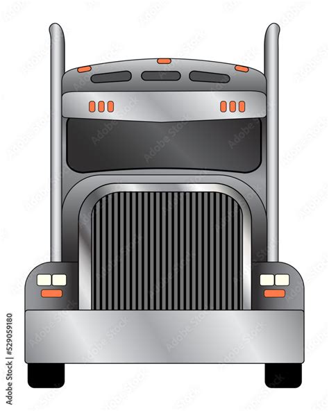 Semi truck front view with pipes - Vector Illustration Stock Vector | Adobe Stock