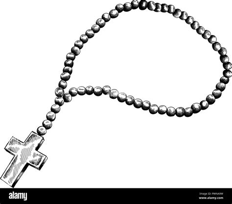 Holy rosary beads vector illustration. Prayer Catholic chaplet with a ...