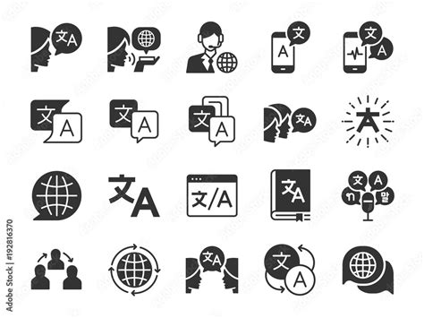 Translation icon set. Included the icons as translate, translator ...