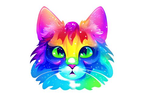 Rainbow Colored Cat Face Clipart Graphic by mimishop · Creative Fabrica