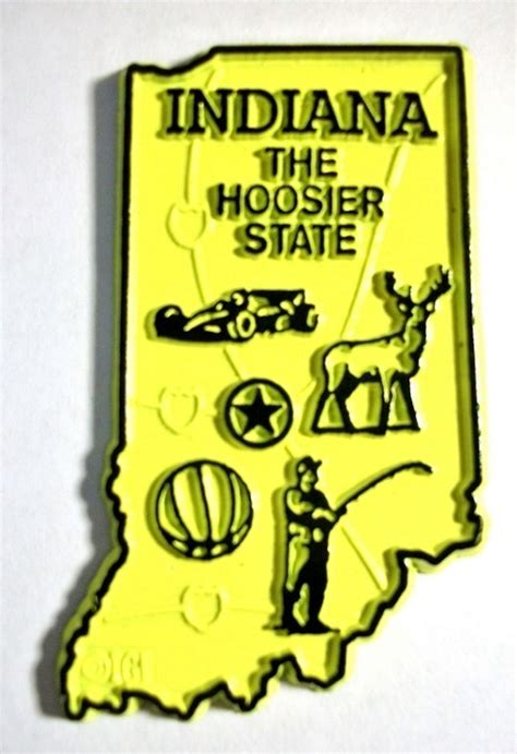 Indiana The Hoosier State Map Fridge Magnet