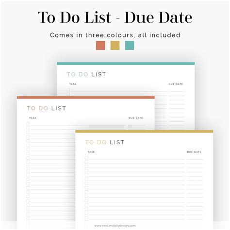 To Do List With Due Date Fillable Printable PDF Task Management, Productivity Planner Instant ...