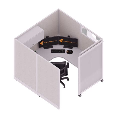 Office Cubicles with Doors 67H - Cubicle with Sliding Door 67H Single