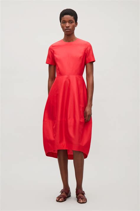 COS image 6 of Dress with cocoon skirt in Fresh Blush | Dresses, Affordable evening dresses, Red ...