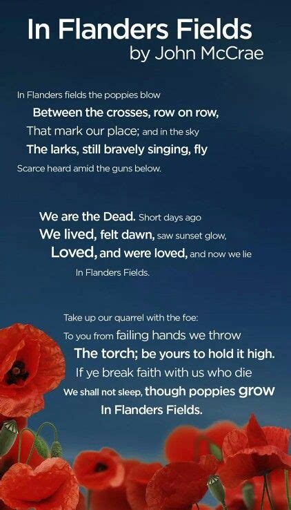 In Flanders Fields | Remembrance day quotes, Remembrance day poems, Flanders field