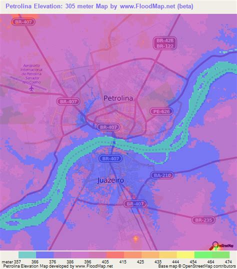 Elevation of Petrolina,Brazil Elevation Map, Topography, Contour