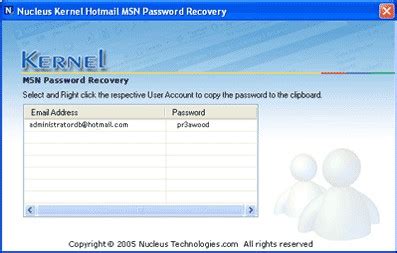 Kernel Hotmail MSN Password Recovery 4.01 review and download