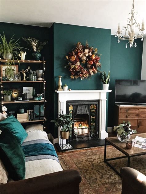 How To Use Dark Green in Your Living Room | Accent walls in ... - jade green and grey living ...