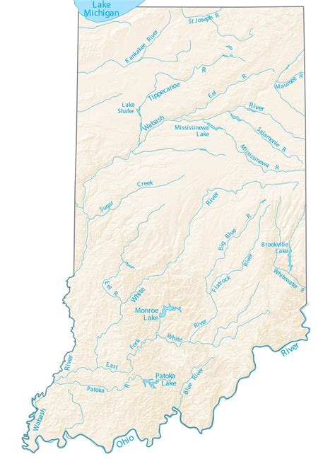 Indiana Lakes and Rivers Map - GIS Geography