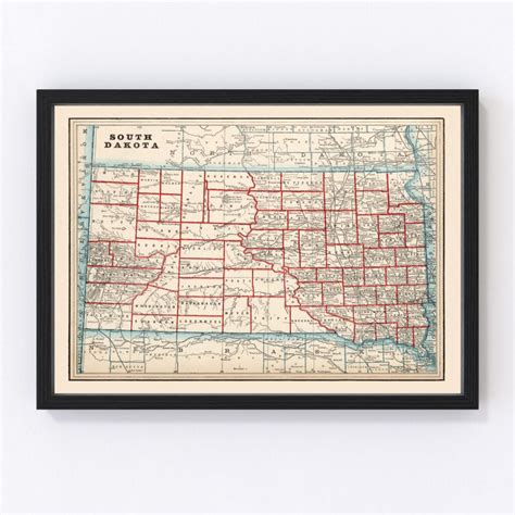 Vintage Map of South Dakota 1893 by Ted's Vintage Art