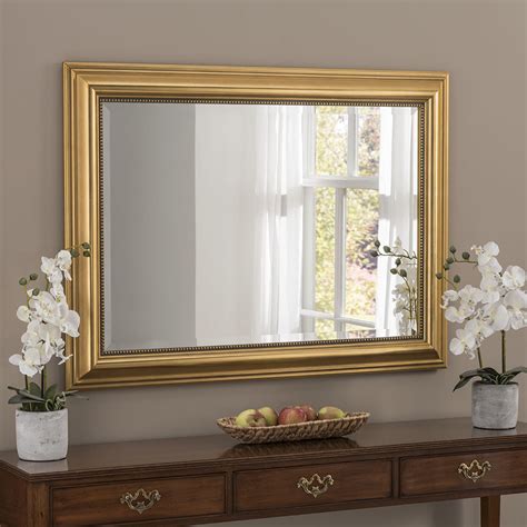 YG312 Silver modern rectangle wall mirror framed with suttle beaded design bedroom living room ...