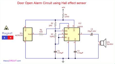 Door Open Alarm Circuit using Hall effect Sensor