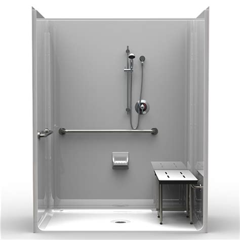 ADA Roll-In Shower 63 X 37 Smooth Wall Look - CareProdx