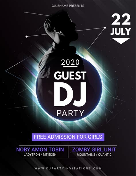 Black and Glossy DJ Party Invitation Flyer Template | PosterMyWall