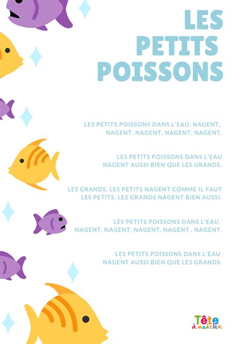 Imprimer le texte de la chanson Les petits poissons - Chanson Enfant ...